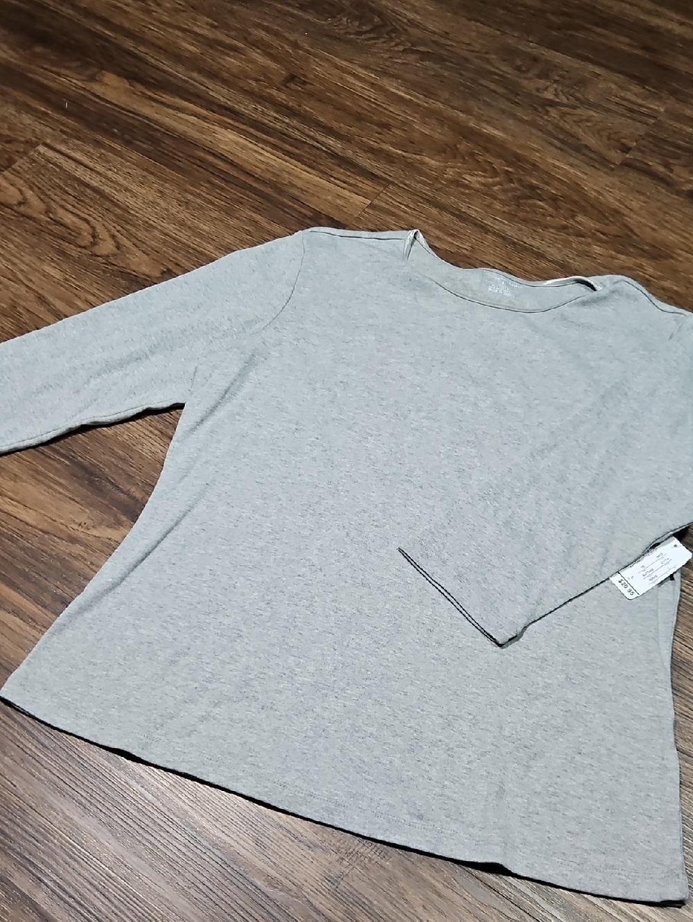 NWT Christopher & Banks Light Gray Long Sleeve Tee, Size Large